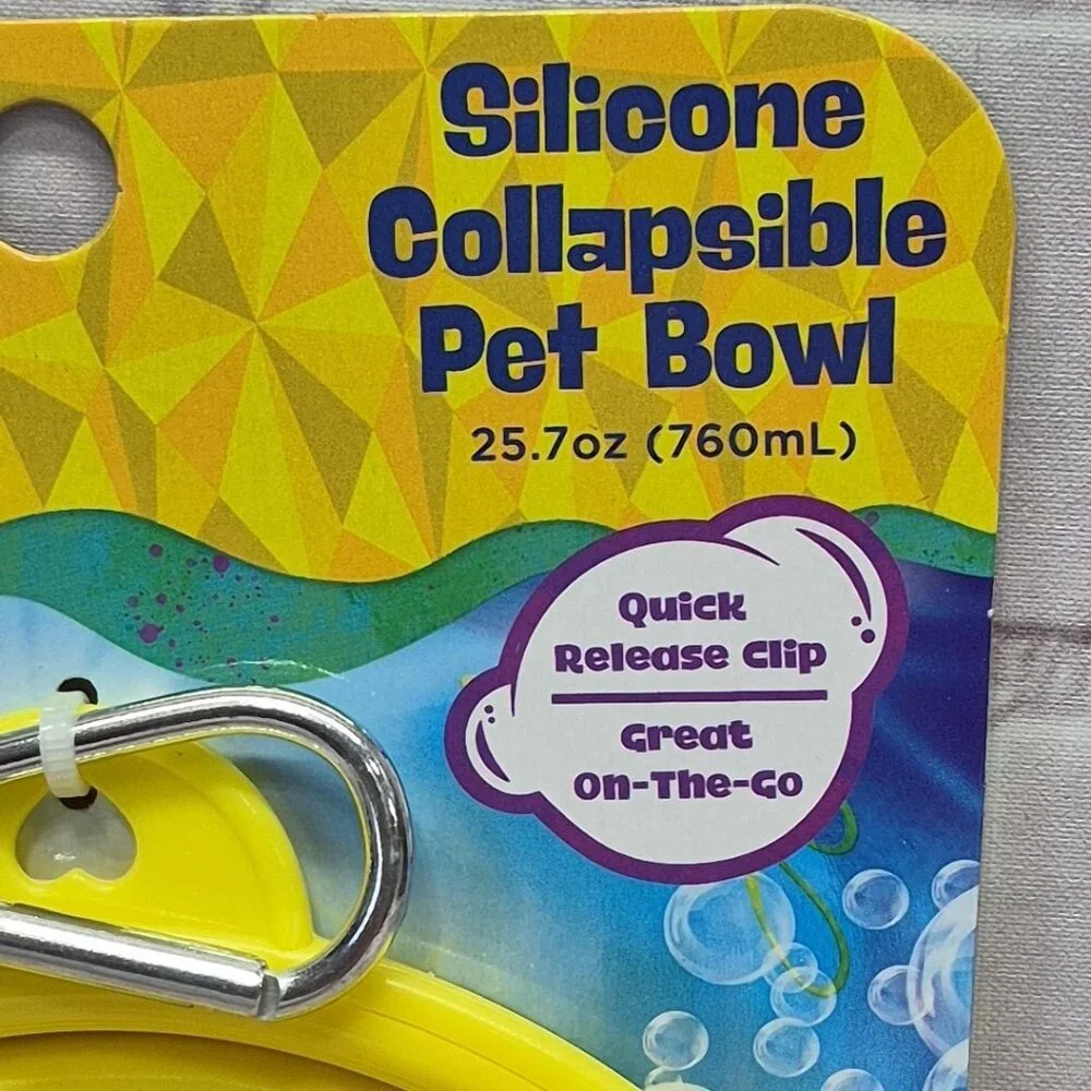 Sponge Bob SquarePants‎ Collapsible Pet Silicone Bowl 25.7oz Silcone Clip On